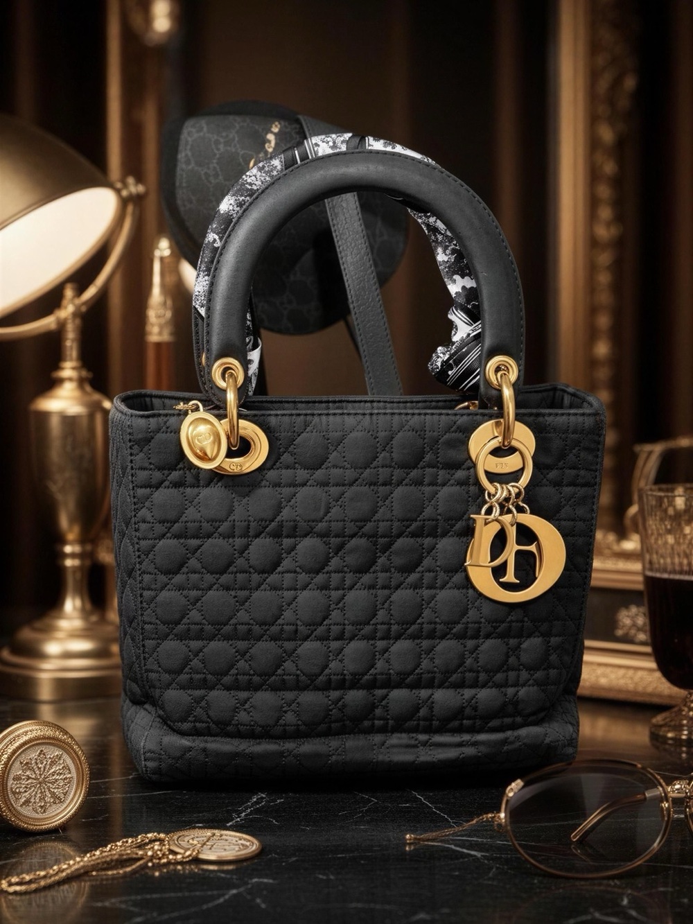 Dior Lady Dior Black Quilted Handbag